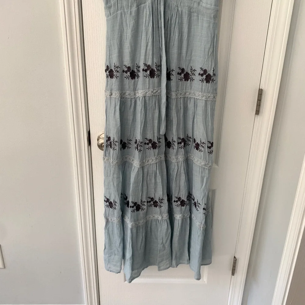 Baltic Born Blue Floral Embroidered Lace Tiered Maxi Dress BD4716-FL Small - Picture 3 of 10